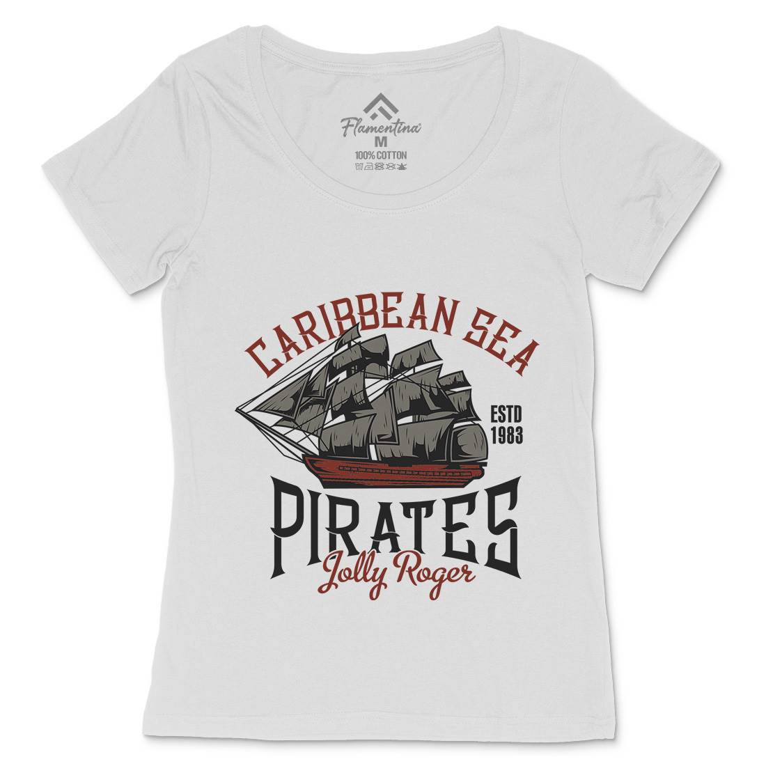 Pirate Womens Scoop Neck T-Shirt Navy B157
