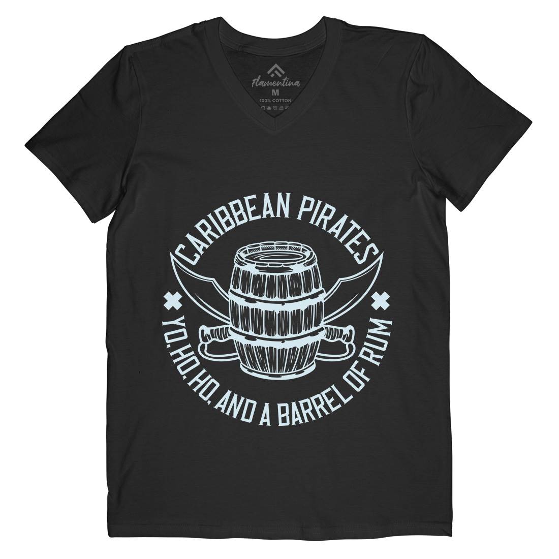 Pirate Mens Organic V-Neck T-Shirt Navy B158