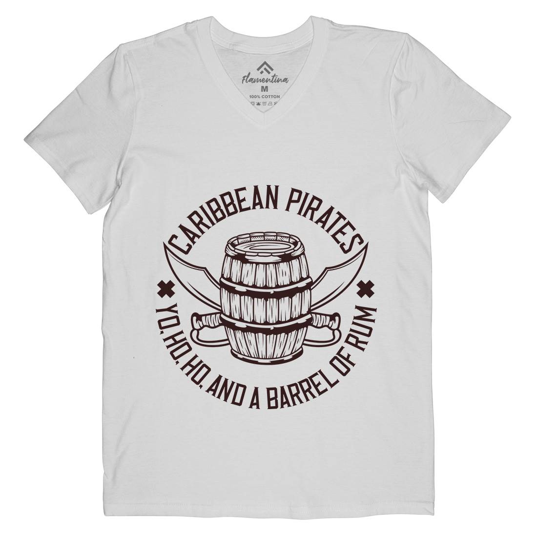 Pirate Mens Organic V-Neck T-Shirt Navy B158