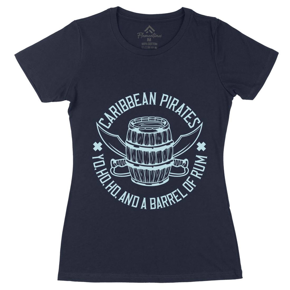 Pirate Womens Organic Crew Neck T-Shirt Navy B158