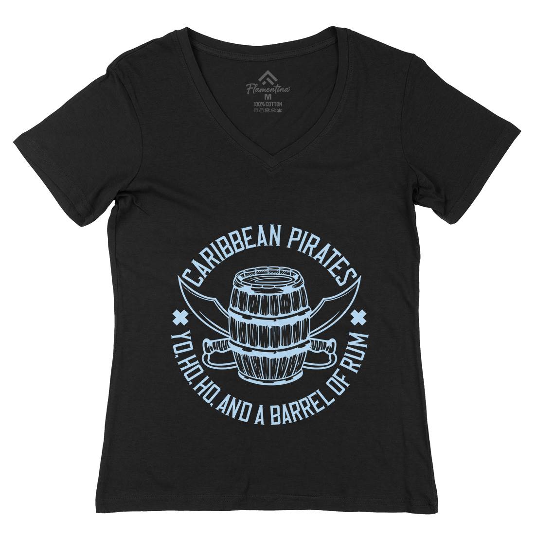 Pirate Womens Organic V-Neck T-Shirt Navy B158