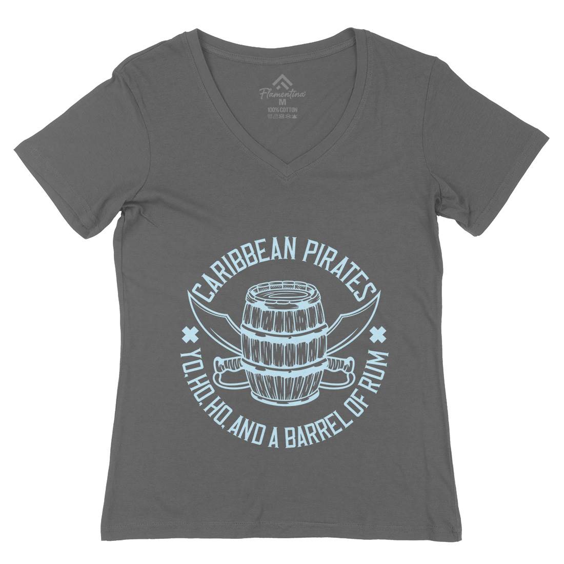 Pirate Womens Organic V-Neck T-Shirt Navy B158