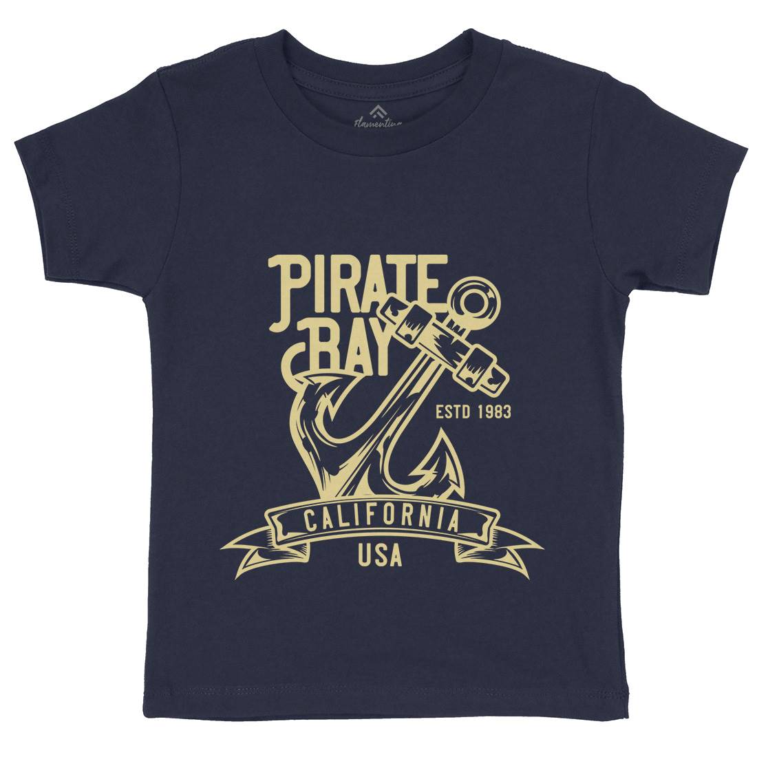 Pirate Kids Organic Crew Neck T-Shirt Navy B159