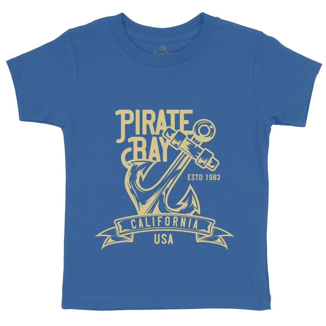 Pirate Kids Organic Crew Neck T-Shirt Navy B159