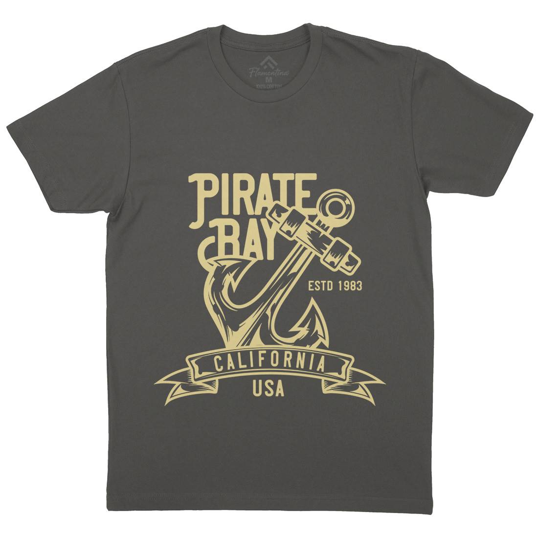 Pirate Mens Organic Crew Neck T-Shirt Navy B159