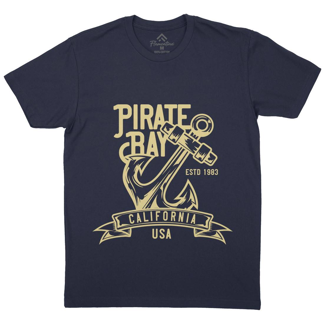 Pirate Mens Crew Neck T-Shirt Navy B159