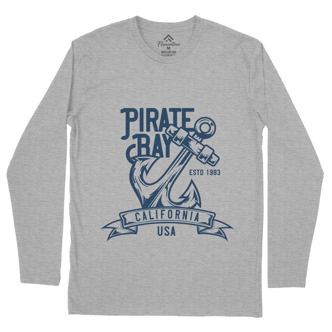 Pirate Mens Long Sleeve T-Shirt Navy B159