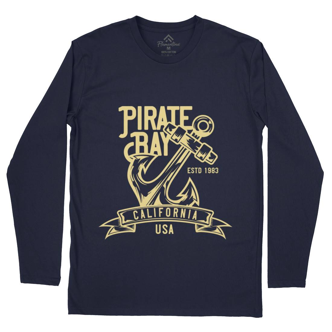 Pirate Mens Long Sleeve T-Shirt Navy B159