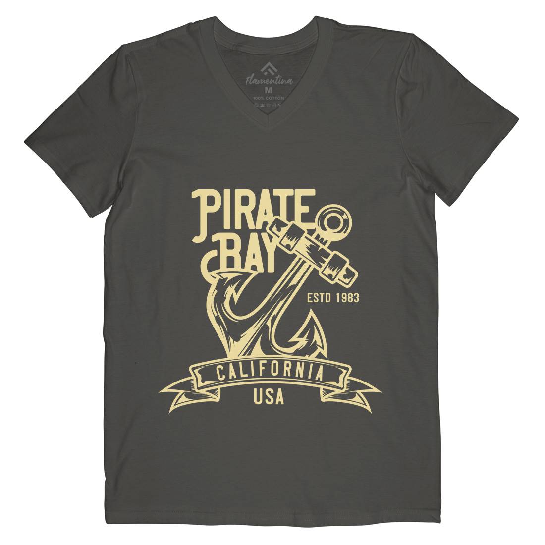 Pirate Mens V-Neck T-Shirt Navy B159
