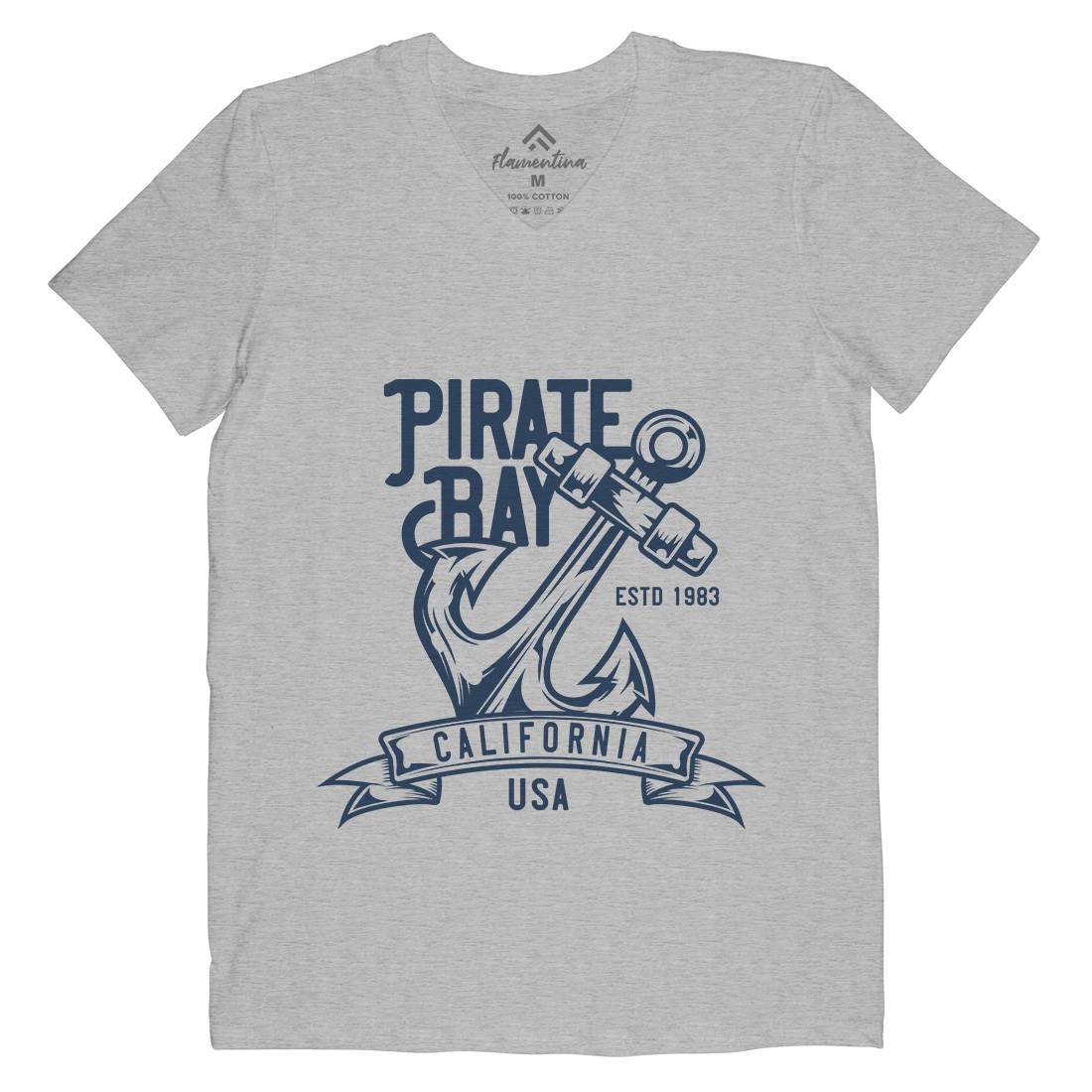 Pirate Mens V-Neck T-Shirt Navy B159