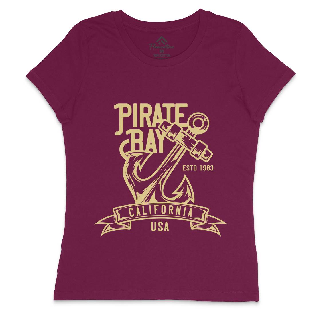 Pirate Womens Crew Neck T-Shirt Navy B159