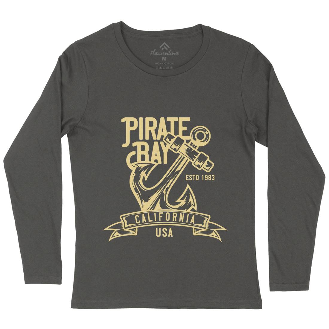 Pirate Womens Long Sleeve T-Shirt Navy B159