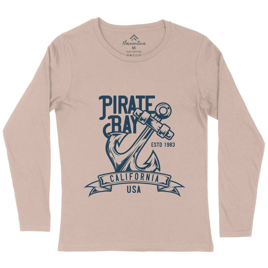 Pirate Womens Long Sleeve T-Shirt Navy B159
