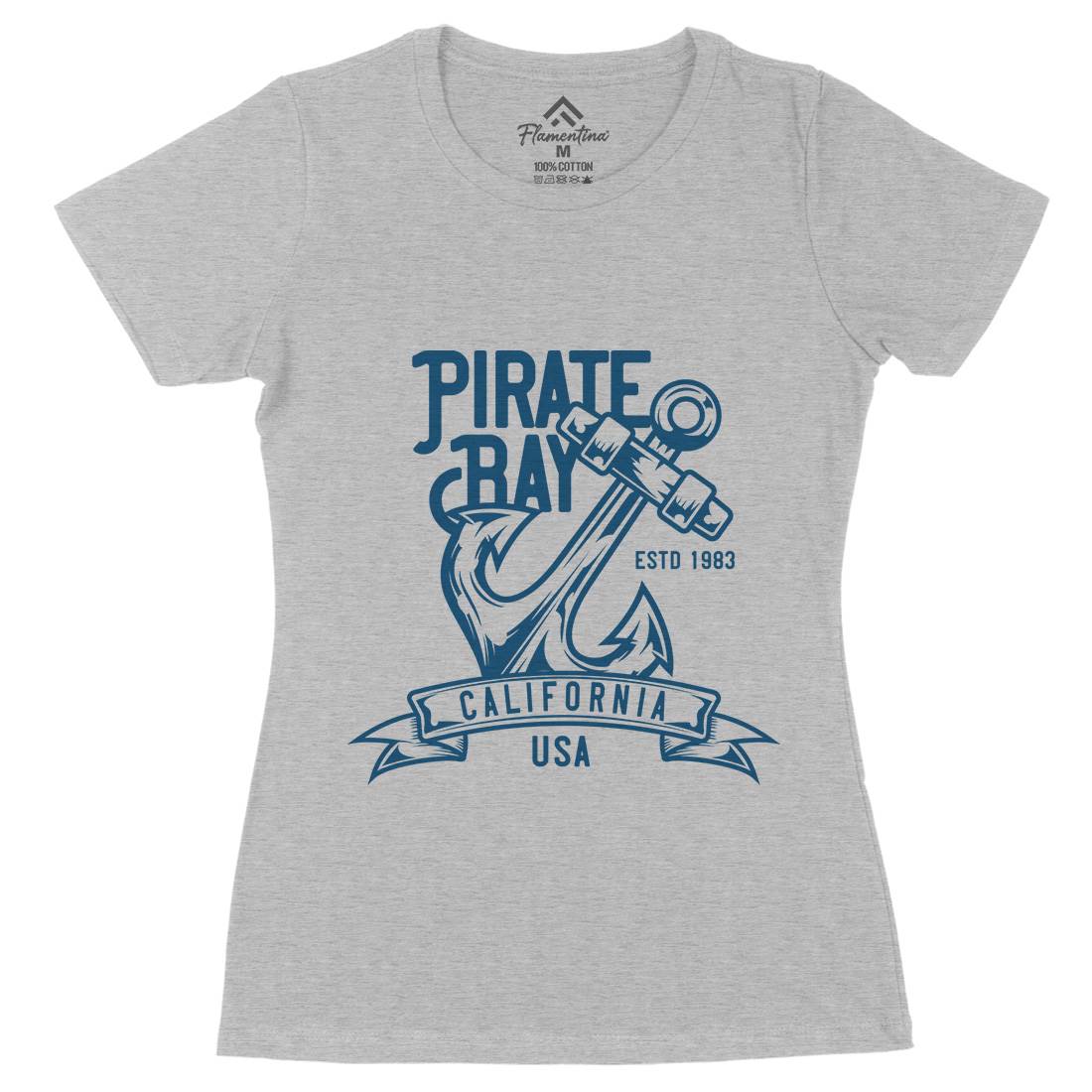 Pirate Womens Organic Crew Neck T-Shirt Navy B159