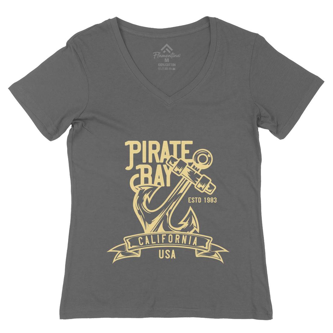 Pirate Womens Organic V-Neck T-Shirt Navy B159