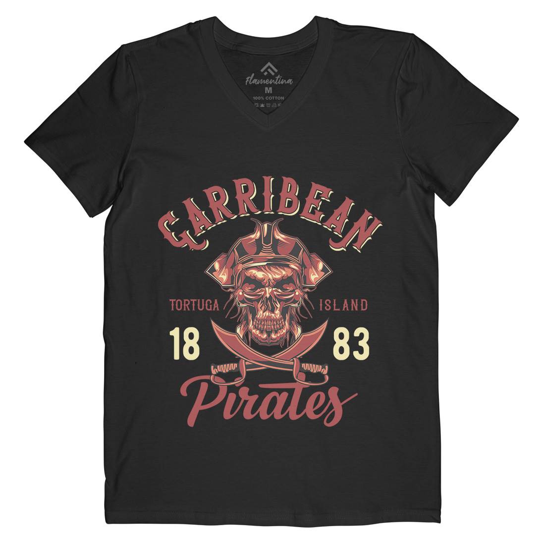 Pirate Mens V-Neck T-Shirt Navy B160