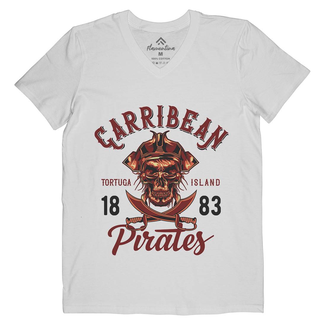 Pirate Mens Organic V-Neck T-Shirt Navy B160