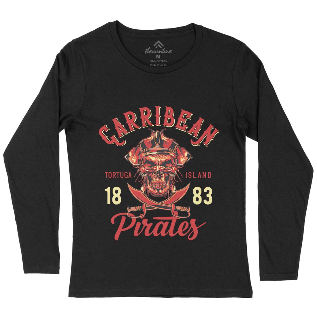 Pirate Womens Long Sleeve T-Shirt Navy B160
