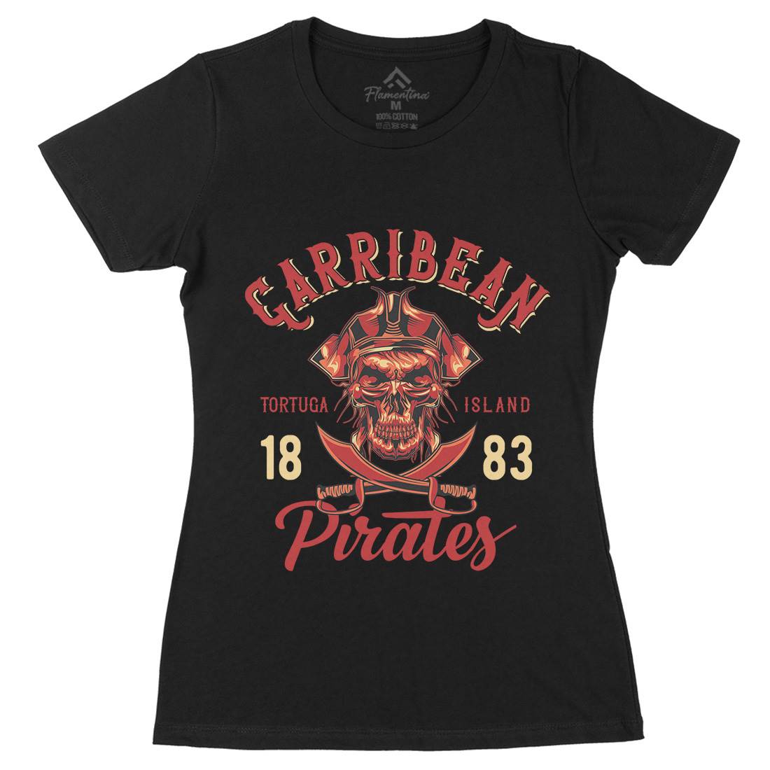 Pirate Womens Organic Crew Neck T-Shirt Navy B160