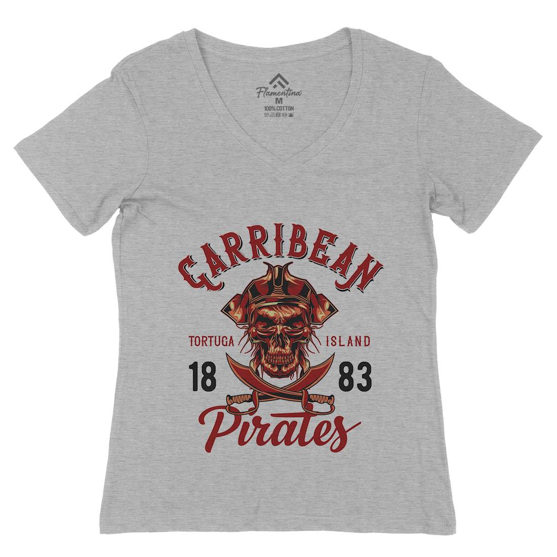 Pirate Womens Organic V-Neck T-Shirt Navy B160