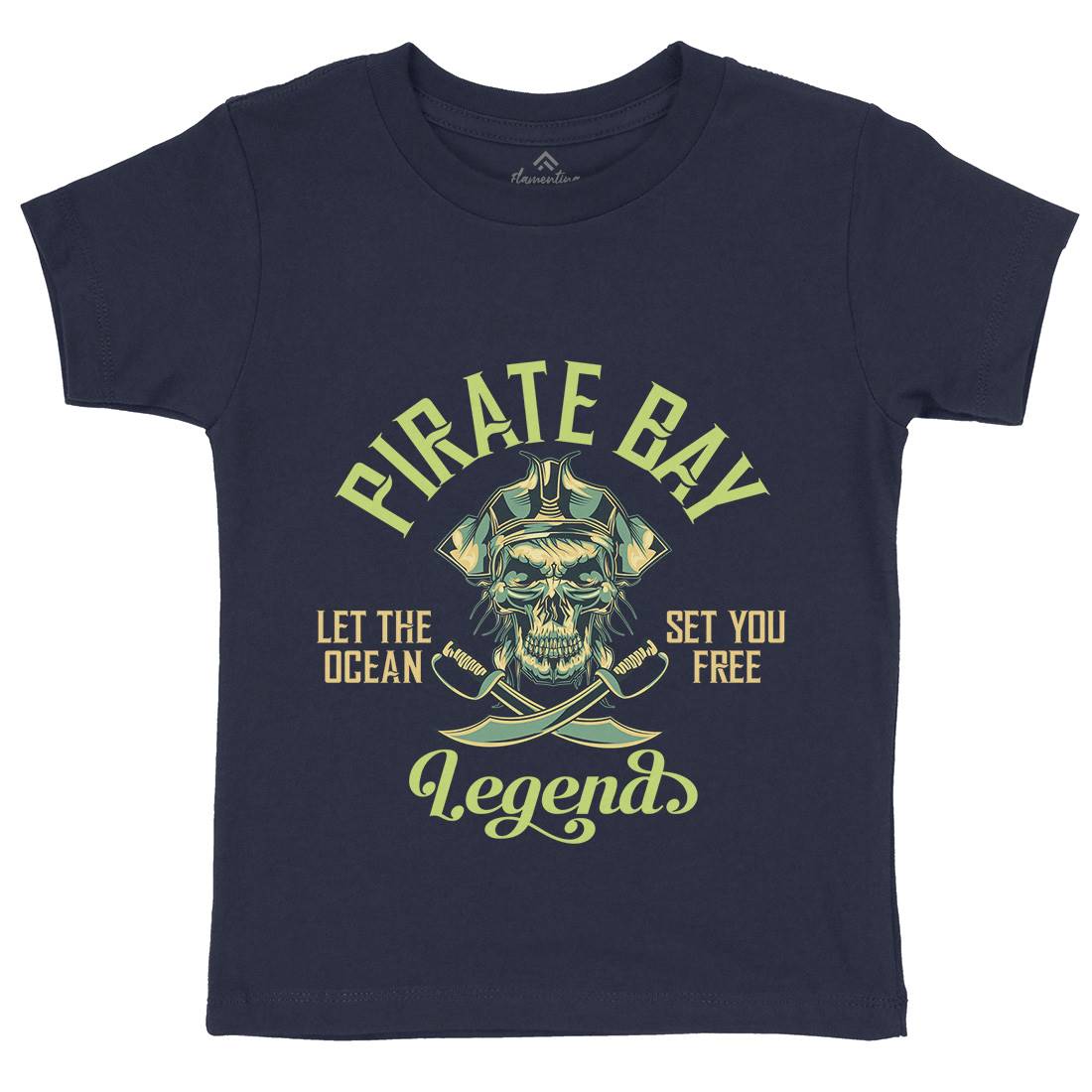 Pirate Kids Organic Crew Neck T-Shirt Navy B161