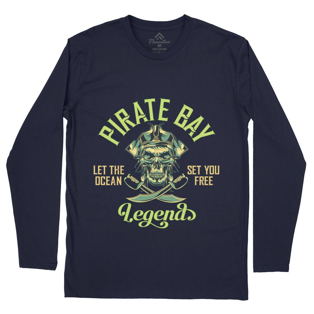 Pirate Mens Long Sleeve T-Shirt Navy B161