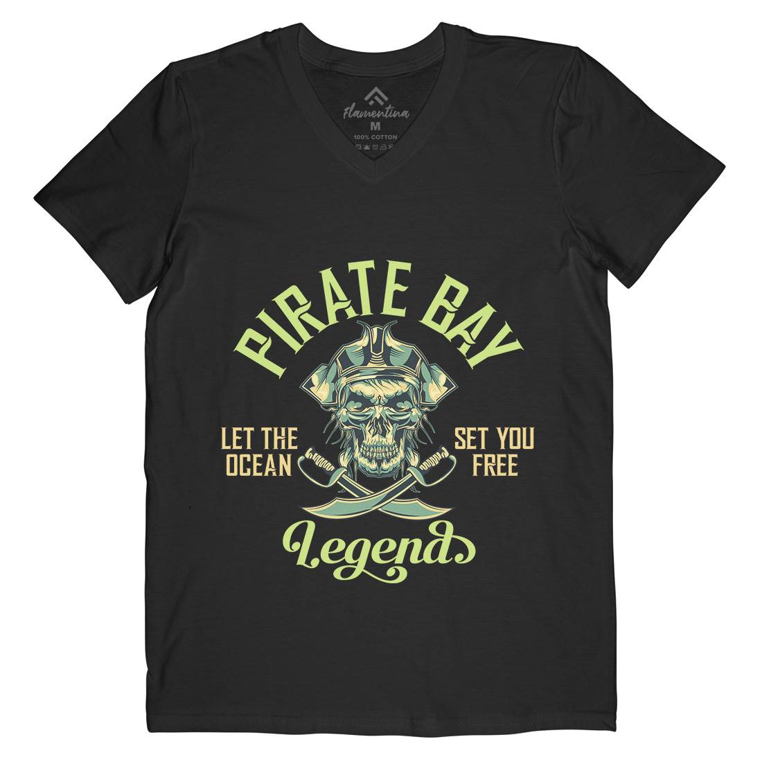 Pirate Mens V-Neck T-Shirt Navy B161