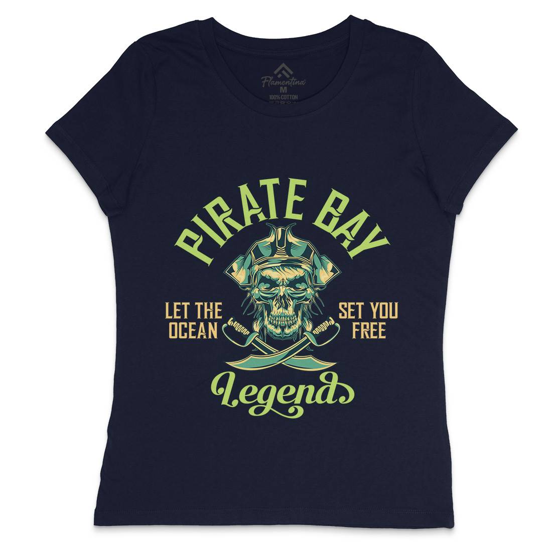 Pirate Womens Crew Neck T-Shirt Navy B161