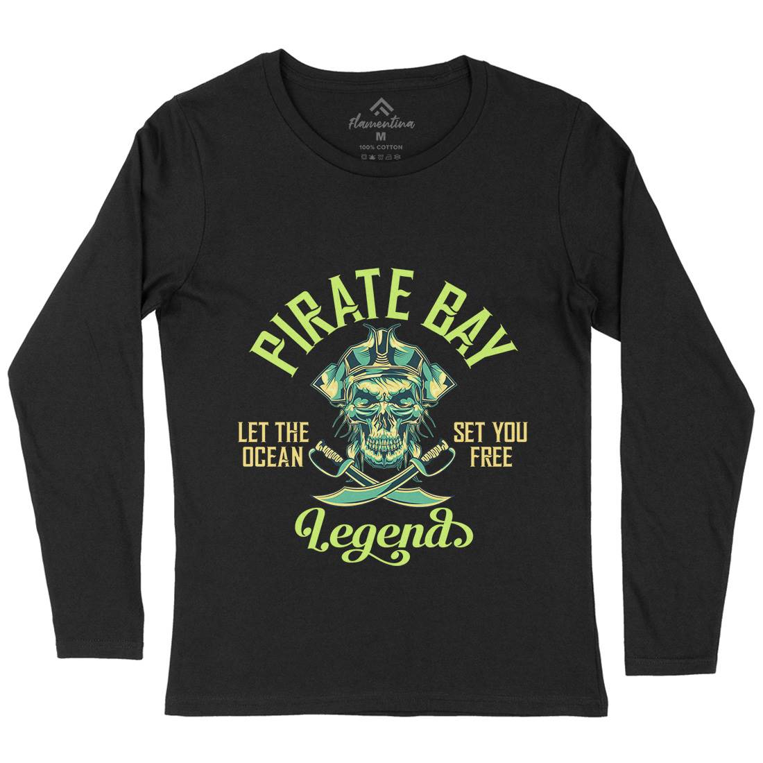 Pirate Womens Long Sleeve T-Shirt Navy B161