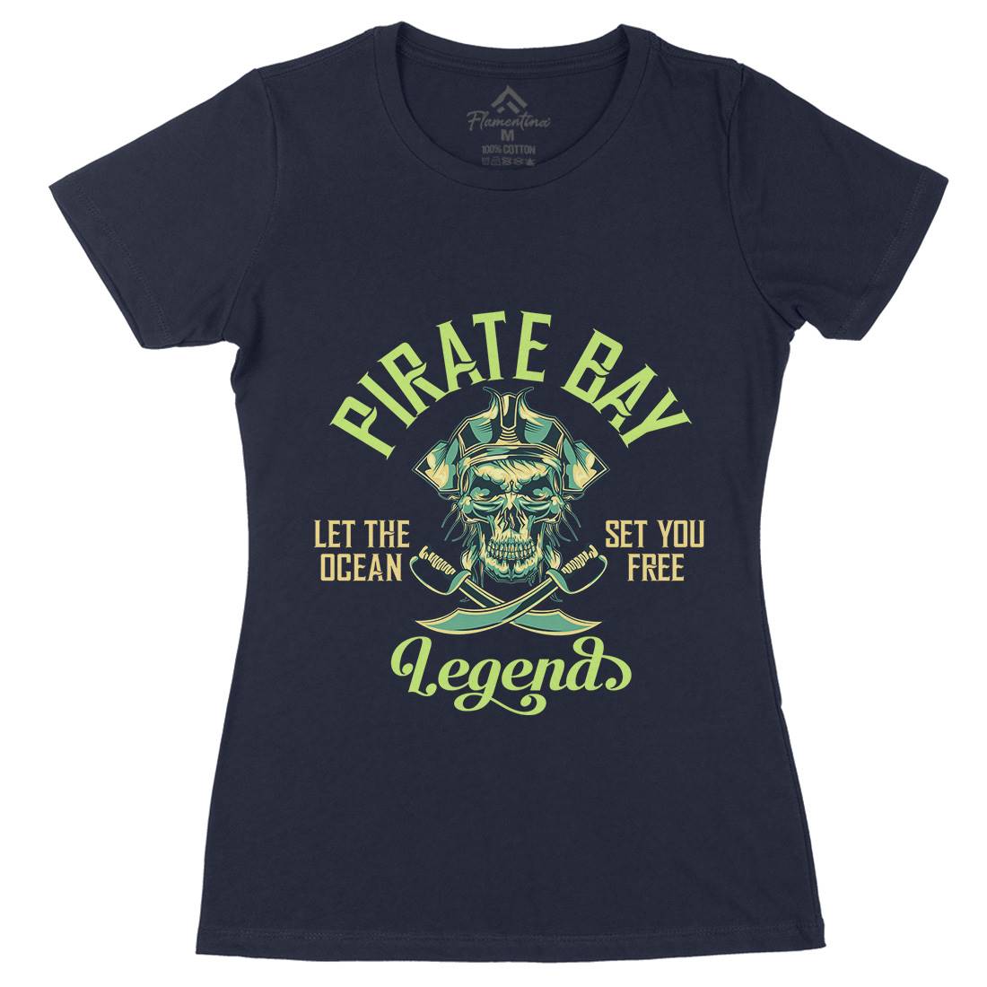 Pirate Womens Organic Crew Neck T-Shirt Navy B161