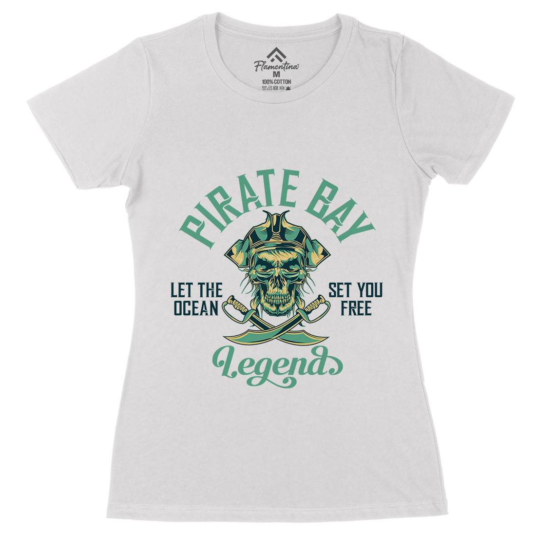 Pirate Womens Organic Crew Neck T-Shirt Navy B161