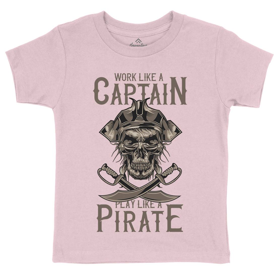 Pirate Kids Organic Crew Neck T-Shirt Navy B162