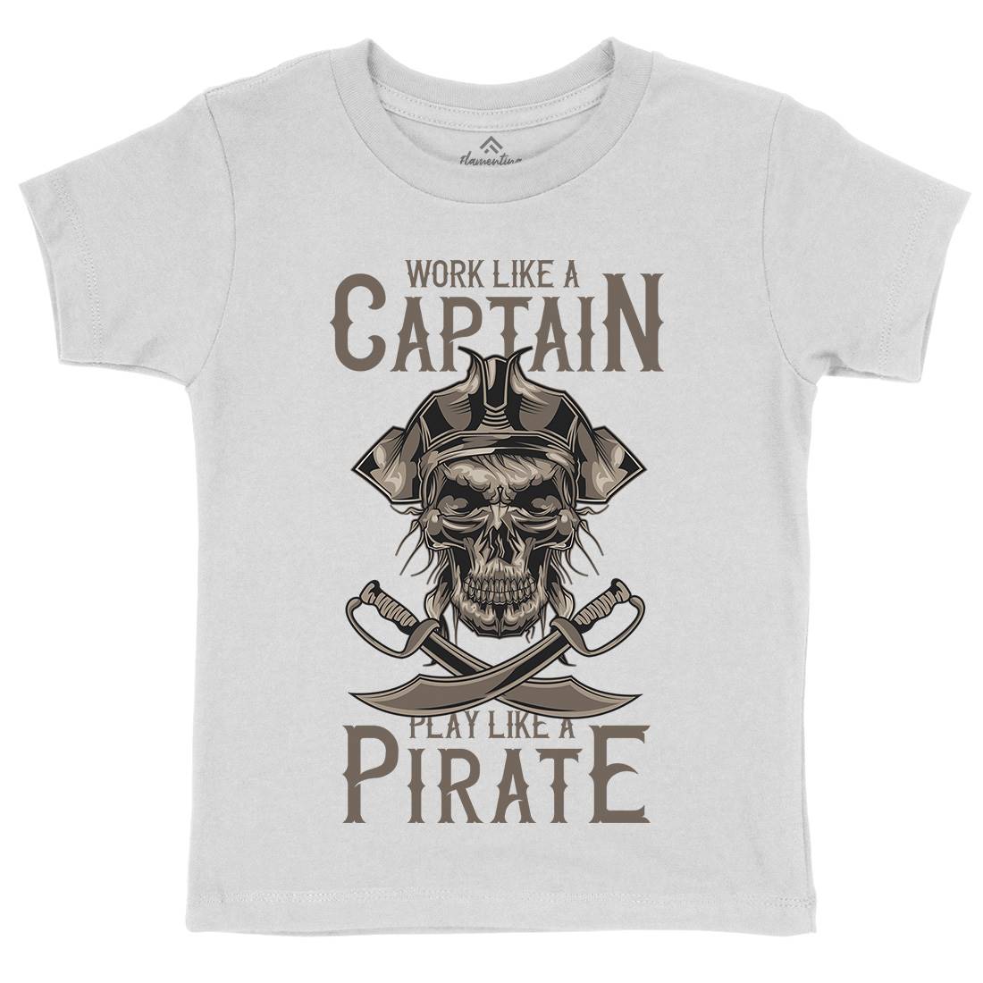Pirate Kids Crew Neck T-Shirt Navy B162