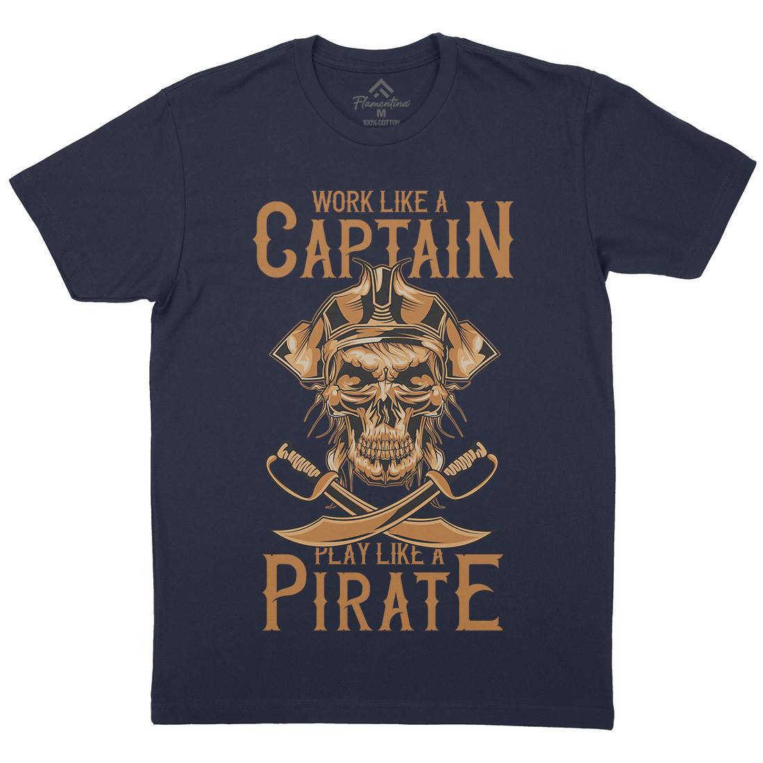 Pirate Mens Organic Crew Neck T-Shirt Navy B162