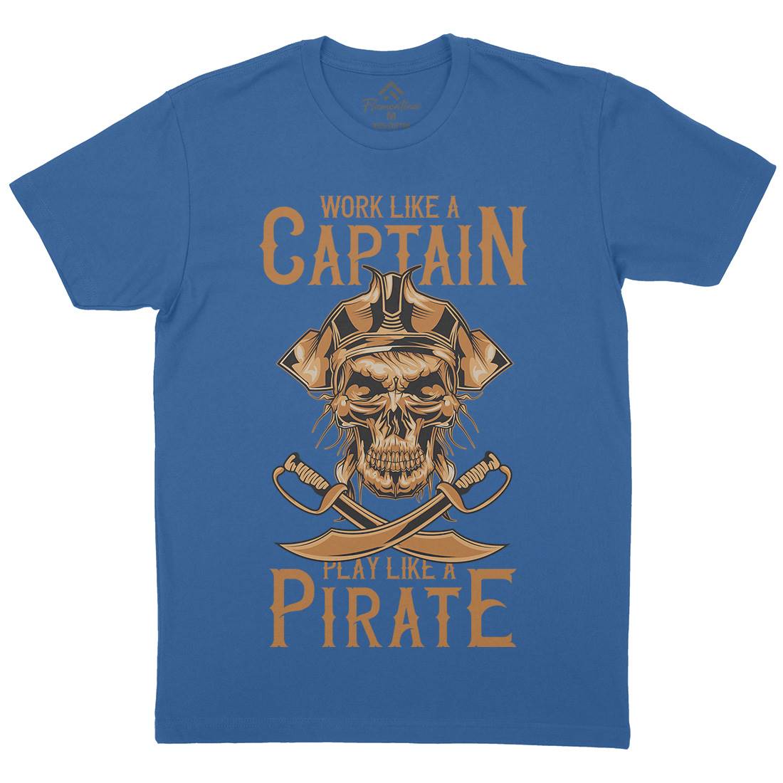 Pirate Mens Organic Crew Neck T-Shirt Navy B162