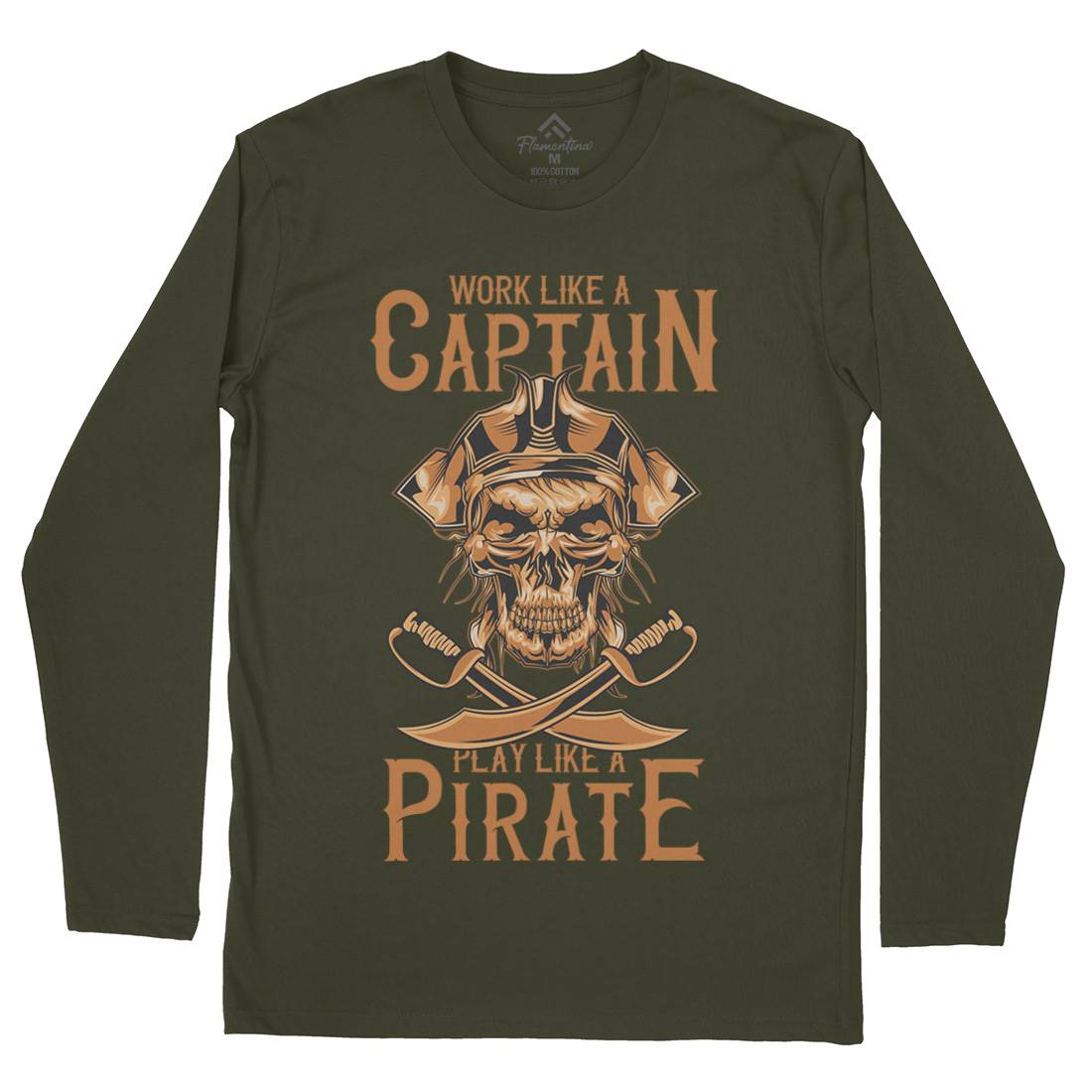 Pirate Mens Long Sleeve T-Shirt Navy B162