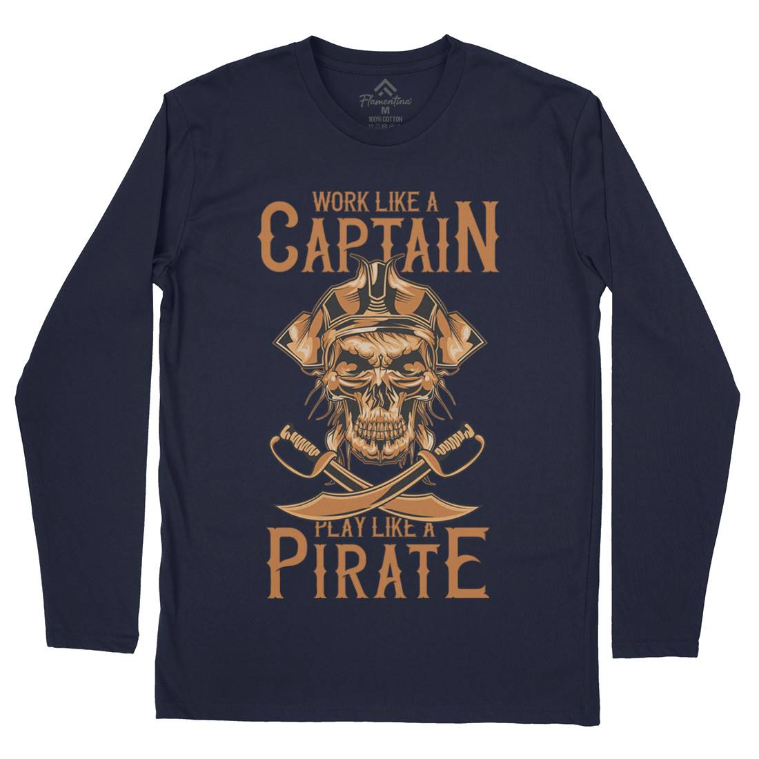 Pirate Mens Long Sleeve T-Shirt Navy B162
