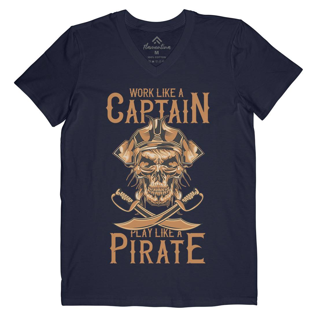 Pirate Mens V-Neck T-Shirt Navy B162