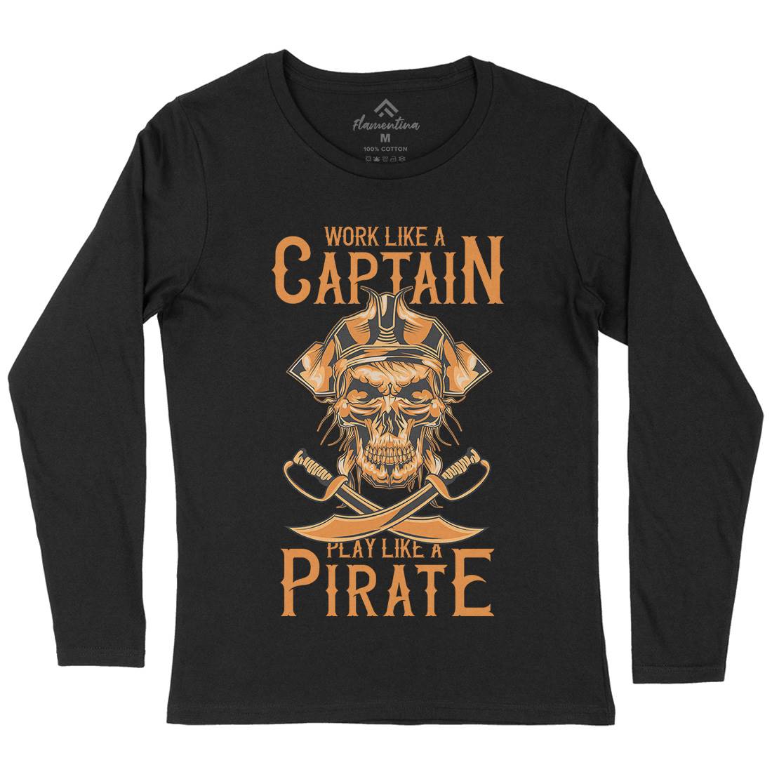 Pirate Womens Long Sleeve T-Shirt Navy B162