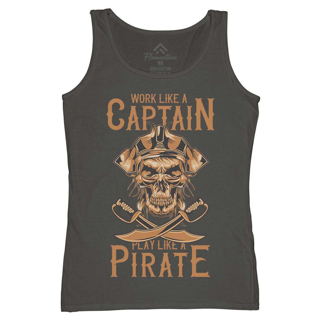 Pirate Womens Organic Tank Top Vest Navy B162