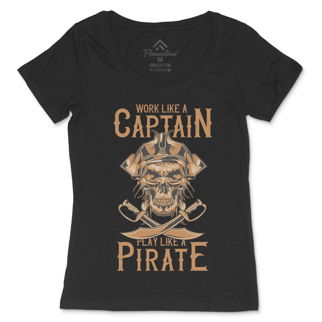 Pirate Womens Scoop Neck T-Shirt Navy B162