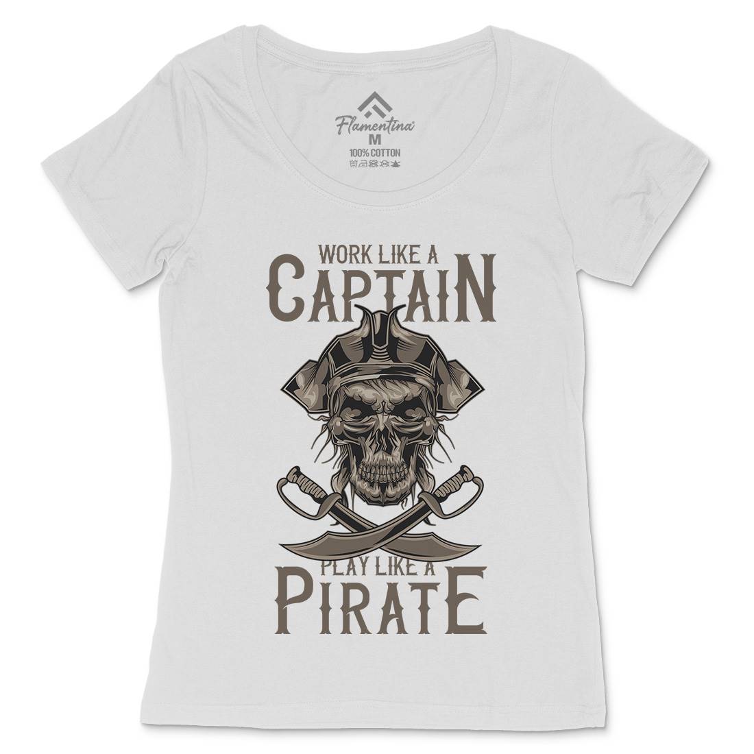 Pirate Womens Scoop Neck T-Shirt Navy B162