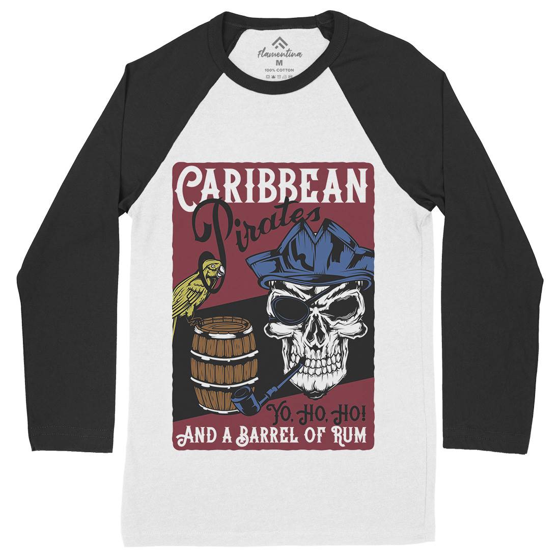 Pirate Mens Long Sleeve Baseball T-Shirt Navy B163