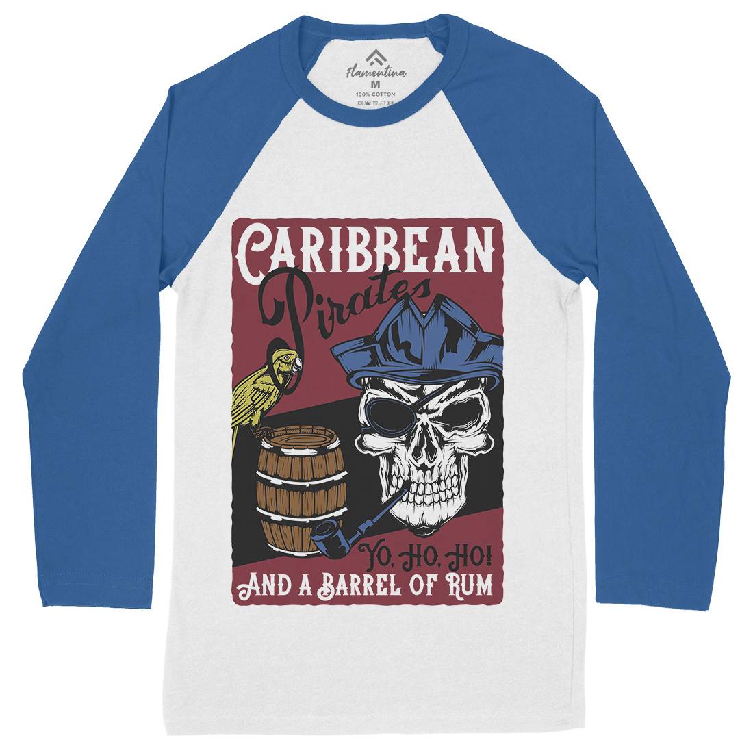 Pirate Mens Long Sleeve Baseball T-Shirt Navy B163