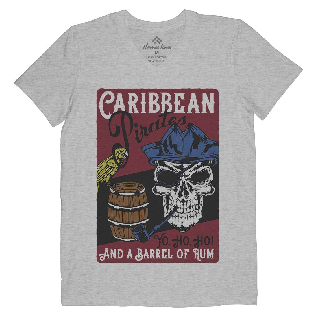 Pirate Mens Organic V-Neck T-Shirt Navy B163