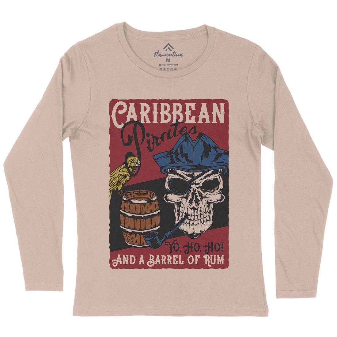 Pirate Womens Long Sleeve T-Shirt Navy B163