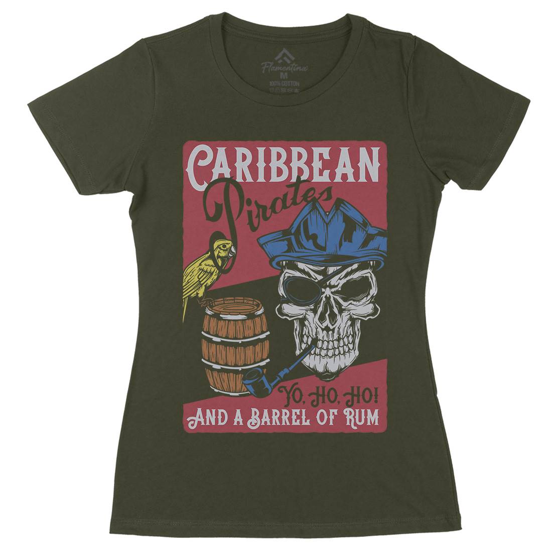 Pirate Womens Organic Crew Neck T-Shirt Navy B163