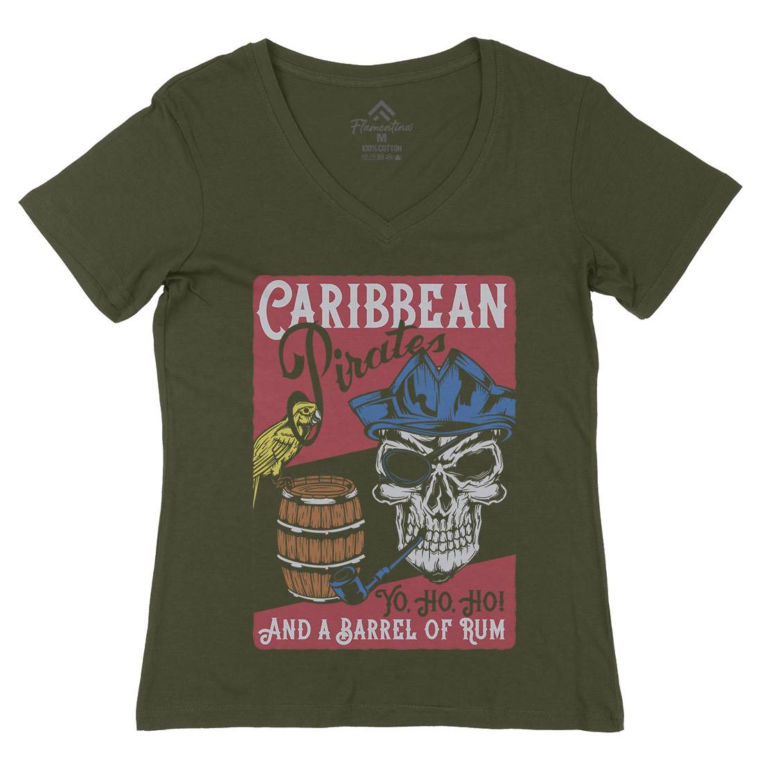 Pirate Womens Organic V-Neck T-Shirt Navy B163