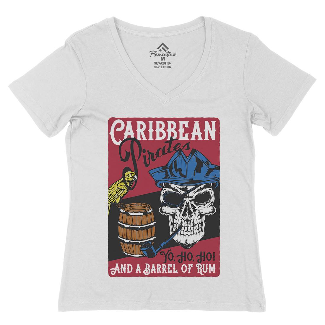 Pirate Womens Organic V-Neck T-Shirt Navy B163