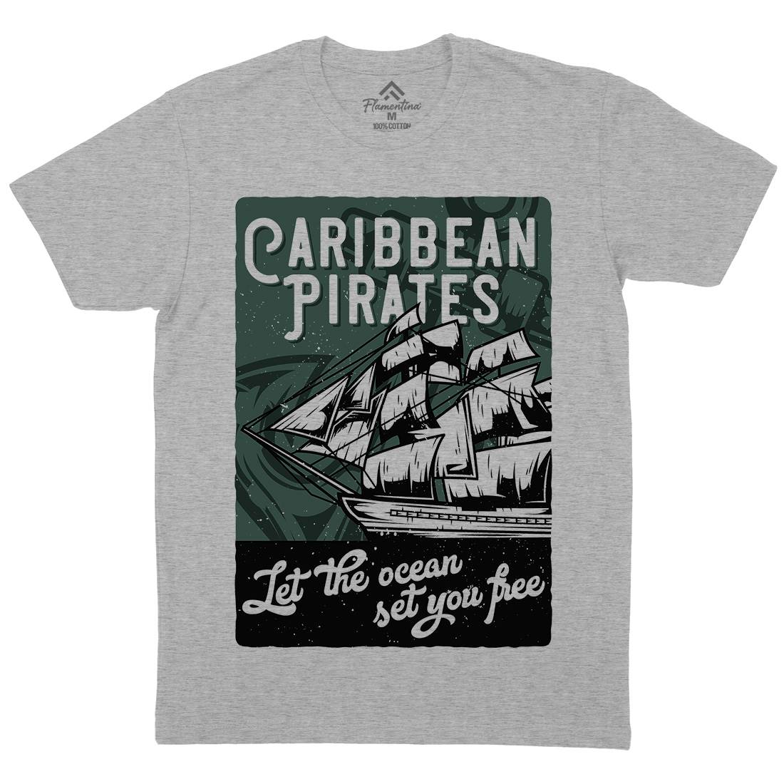 Pirate Mens Organic Crew Neck T-Shirt Navy B164